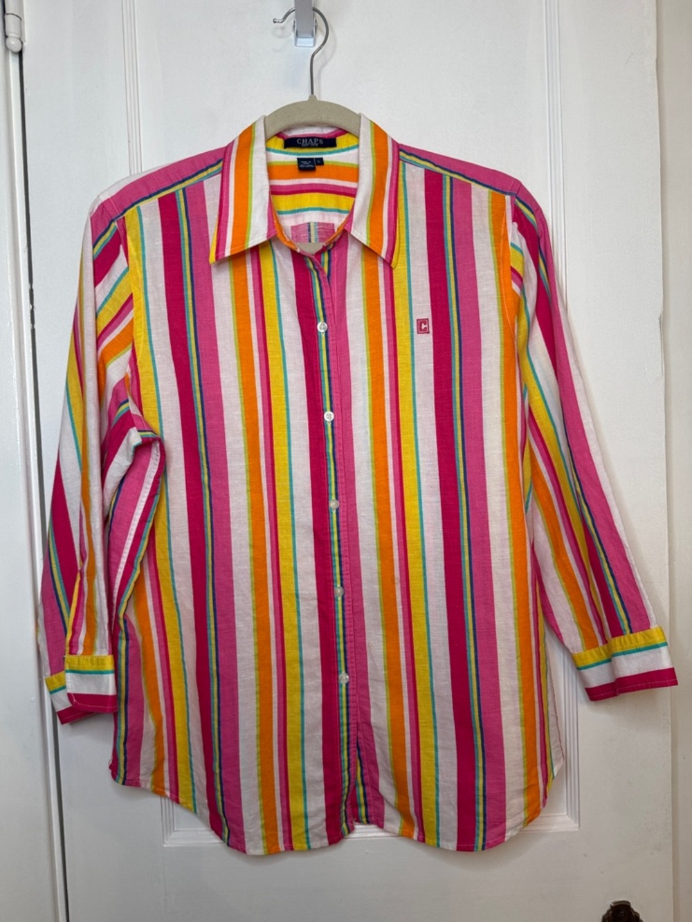 Chaps Multicolor Vertical Stripe Button-Down Shirt